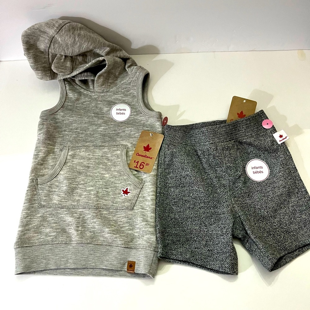 Summer Hoodie with Teddy Bear Ears & Shorts Size 6-12 months, Canadiana